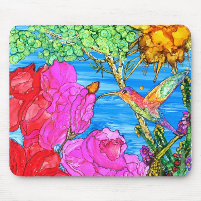 Tapis de souris colibri floral magnifique KHS (Devant)