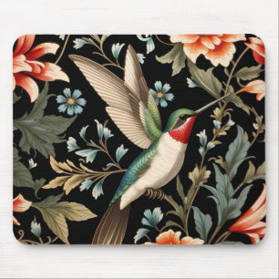 Tapis De Souris Colibri magnifique sur fond floral sombre