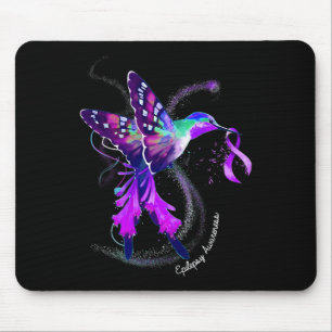 Tapis De Souris Colibri tenant pourpre Ribbon Epilepsie