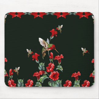 Tapis De Souris Colibris et roses