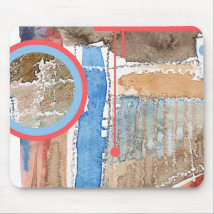 Tapis De Souris collage d'art abstrait, médias mélangés et