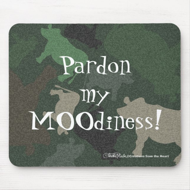Tapis De Souris Collage de la vache CaMOOflage en vert (Devant)