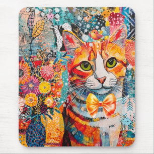 Tapis De Souris Collage de papier mixte chat