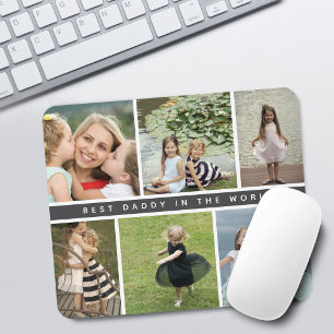Tapis De Souris Collage de photos moderne pour le meilleur papa Vi