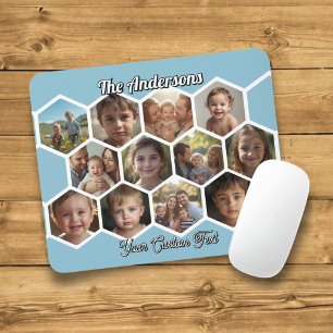 Tapis De Souris Collage photo de famille en forme d'hexagone