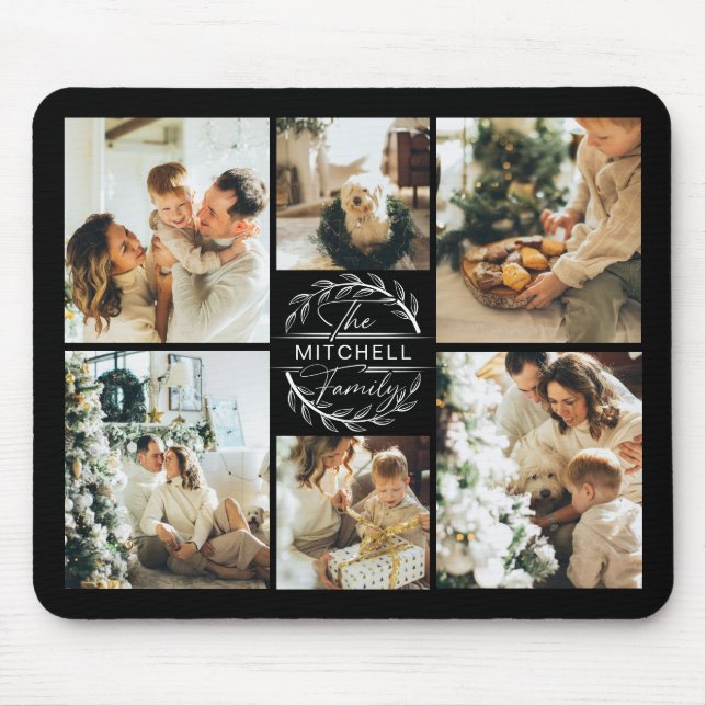Tapis De Souris Collage photo moderne Personnalisé Monogramme Cade (Devant)