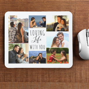Tapis De Souris Collage photo White 7  Aimer la vie avec toi