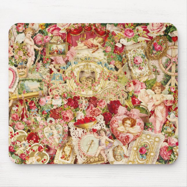 Tapis De Souris Collage victorien de Mousepad de Valentines (Devant)