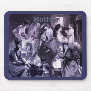 Tapis De Souris Collage vintage des mères et des enfants