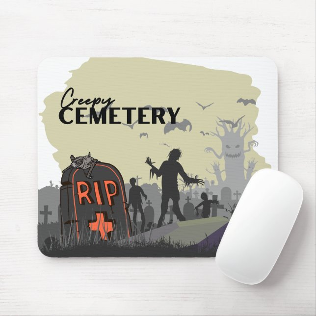 Tapis De Souris Collection de timbres d'Halloween "Cimetière Dépla (Avec souris)