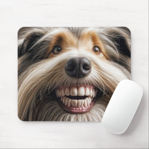 Tapis De Souris Collie à poils avec un Grin à dents