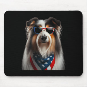 Tapis De Souris Collie Chien 4 juillet Américain Indépendant