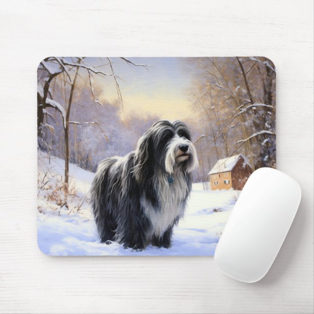 Tapis De Souris Collie Laisser Il Neige Noël (Avec souris)