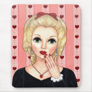 Tapis De Souris Collier Coeur Fille Blonde Tête Vase Lèvres Luscie