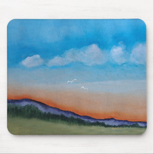 Tapis De Souris Collines du coucher du soleil