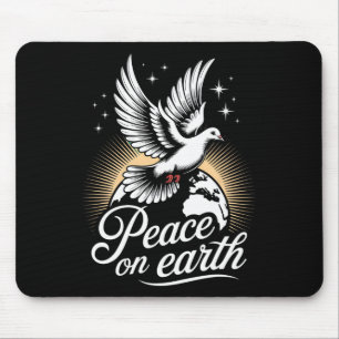 Tapis De Souris Colombe de la paix sur terre et globe Noël paisibl