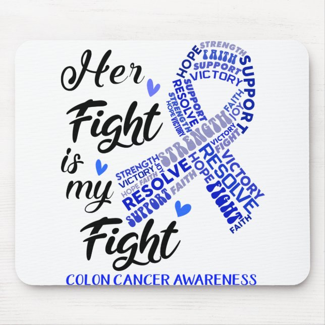 Tapis De Souris Colon Cancer Sensibilisation Son combat est mon co (Devant)