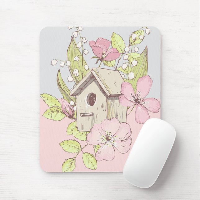 Tapis De Souris Colorbloc Floral Birdhouse (Avec souris)