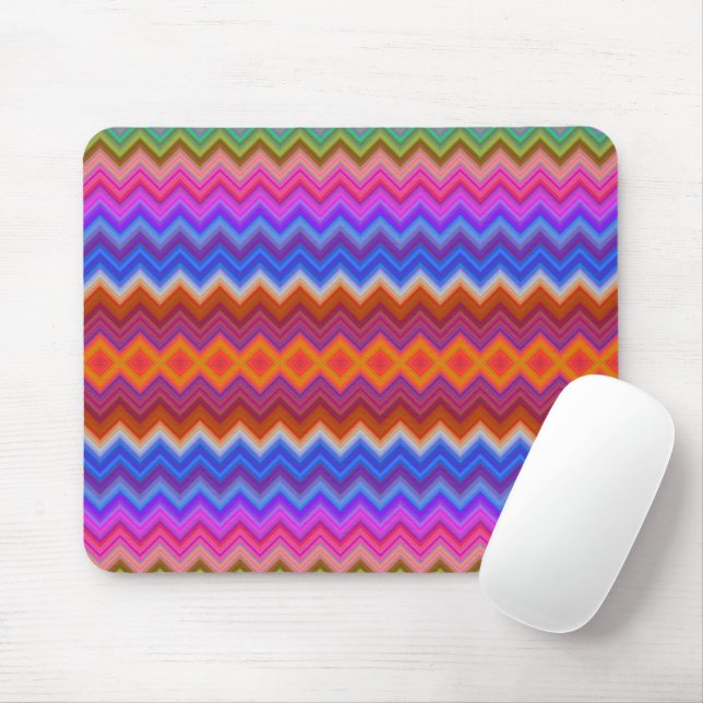 Tapis de souris coloré avec un motif zigzag vibran (Avec souris)