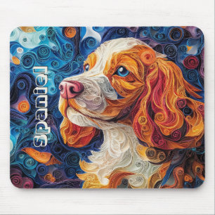 Tapis De Souris Coloré Cocker Spaniel Papier Quilling Portrait