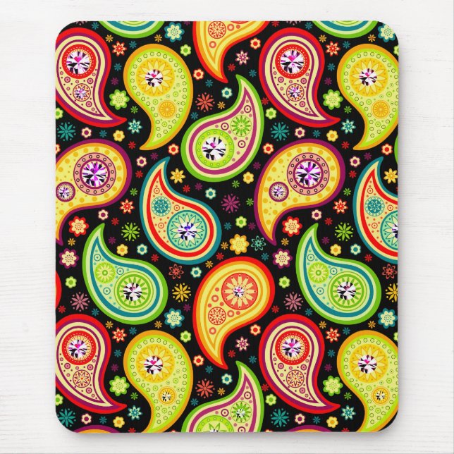 Tapis De Souris Coloré moderne Motif Paisley 4 (Devant)