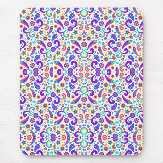 Tapis De Souris Colorful mouse pad features an intricate floral  (Devant)