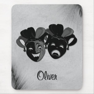 Tapis De Souris Comédie et tragédie Théâtre Jester Masques Argent