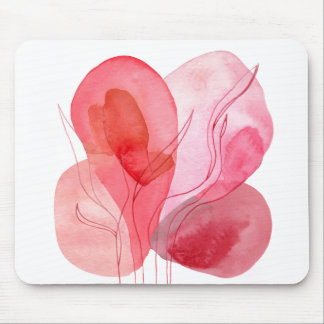 Tapis De Souris Composition Abstraite en aquarelle rose