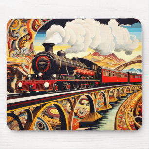 Tapis De Souris Concept de train de locomotives Abstrait paysage c