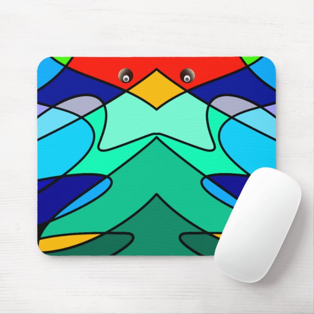 Tapis De Souris Conception abstraite du cardinal en verre tendu (Avec souris)