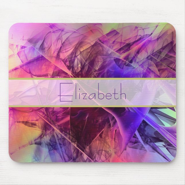 Tapis De Souris Conception Abstraite fractale violette et rose (Devant)