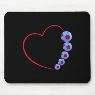 Tapis De Souris Conception d'amour de football - Fusion de cœur et