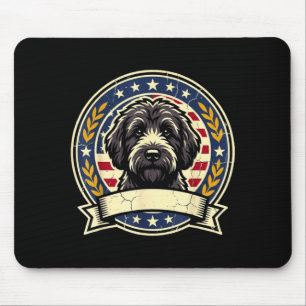 Tapis De Souris Conception d'art rétro de chien Labradoodle noir v