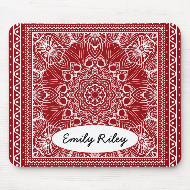 Tapis De Souris conception de bandanna rouge et blanc (Devant)