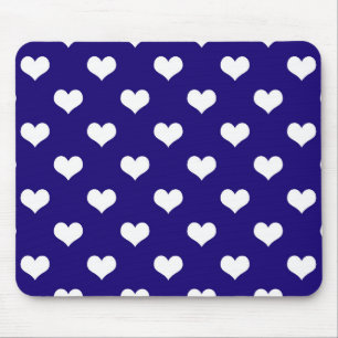 Tapis De Souris Conception de cœurs adorables bleu blanc