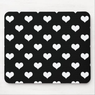 Tapis De Souris Conception de coeurs adorables noir blanc