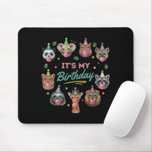 Tapis De Souris Conception de fête d'anniversaire d'animaux sauvag