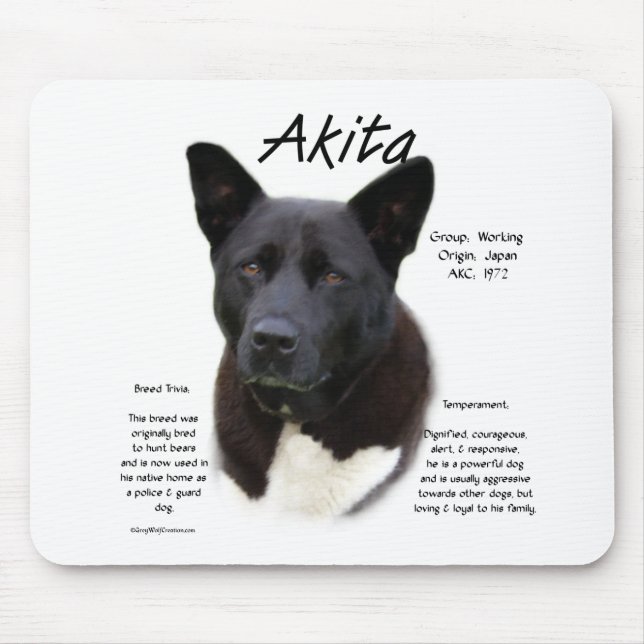 Tapis De Souris Conception de l'histoire Akita noire (Devant)