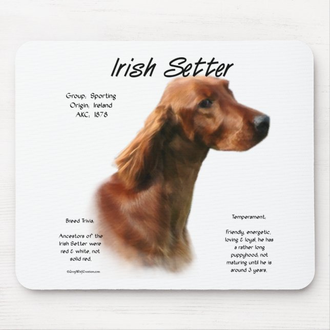 Tapis De Souris Conception de l'histoire des Setter irlandais (Devant)