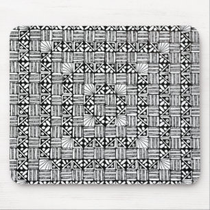 Tapis De Souris Conception de motif à carreaux et à rayures noir e