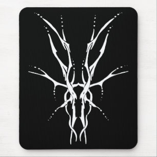 Tapis De Souris Conception de tatouage tribal crâne de cerf - blan