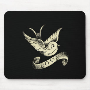 Tapis De Souris Conception de tatouage vintage Love Sparrow
