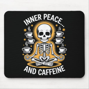 Tapis De Souris Conception de yoga de squelette de caféine et de p