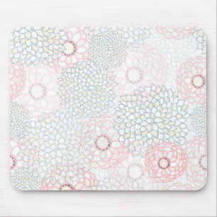 Tapis De Souris Conception des éclats de fleurs rose et gris