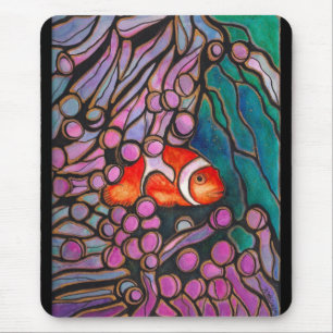 Tapis De Souris Conception "en verre souillé" d'actinie de
