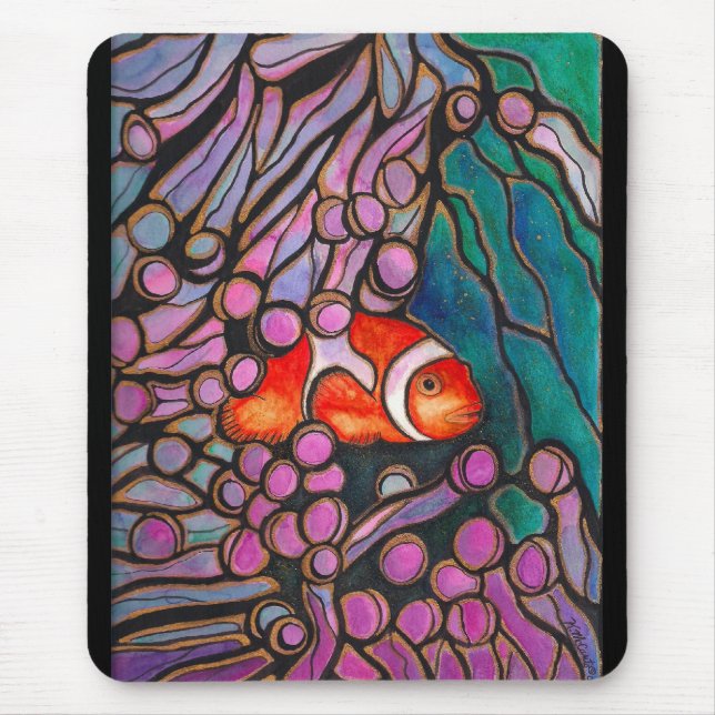 Tapis De Souris Conception "en verre souillé" d'actinie de (Devant)