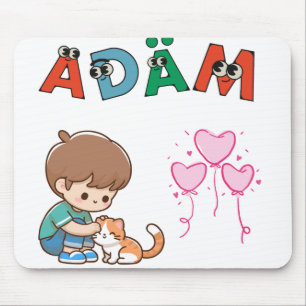 Tapis De Souris Conception esthétique de nom mignon Adam, éléments