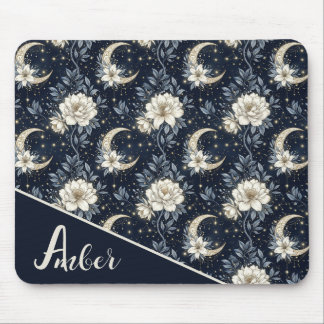 Tapis De Souris Conception Fleurie Céleste et Lune Croissante de M