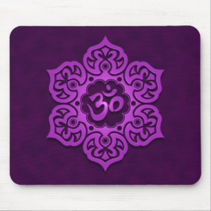 Tapis De Souris Conception florale d'ohm (pourpre)