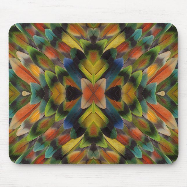 Tapis De Souris Conception fractale des plumes de l'inséparable (Devant)